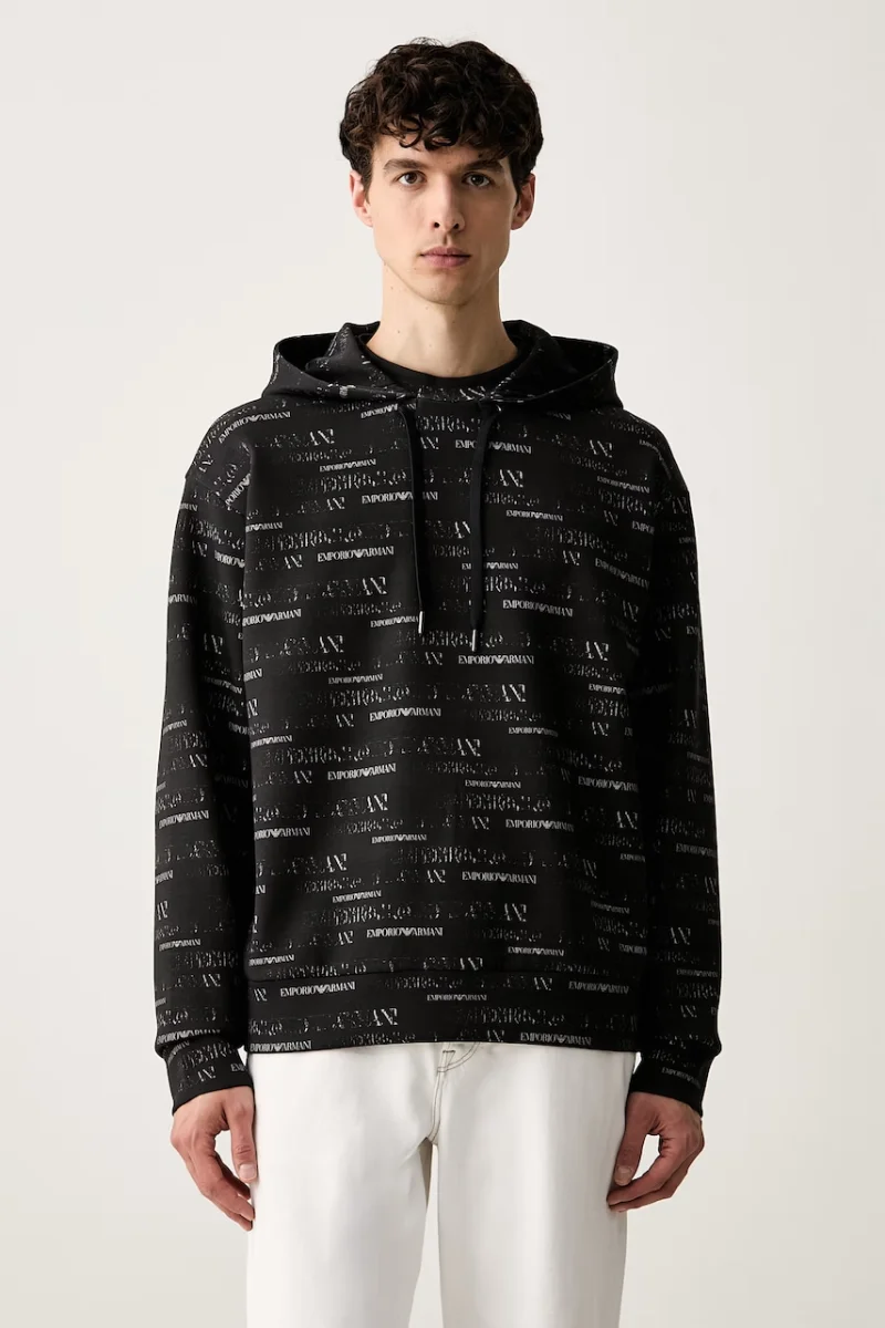 Emporio Armani hanorac cu glugă pentru bărbați cu bumbac