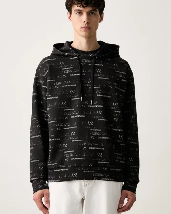 Emporio Armani hanorac cu glugă pentru bărbați cu bumbac