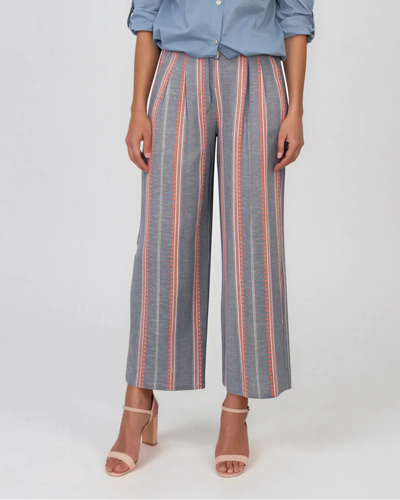 Pantaloni lungi din bumbac cu motive tradiționale portocaliu - Unica S-L