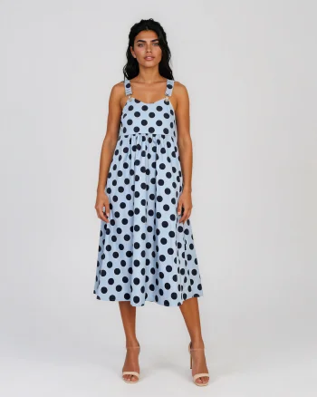 Rochie sarafan cu buline bleu - Unica S-L