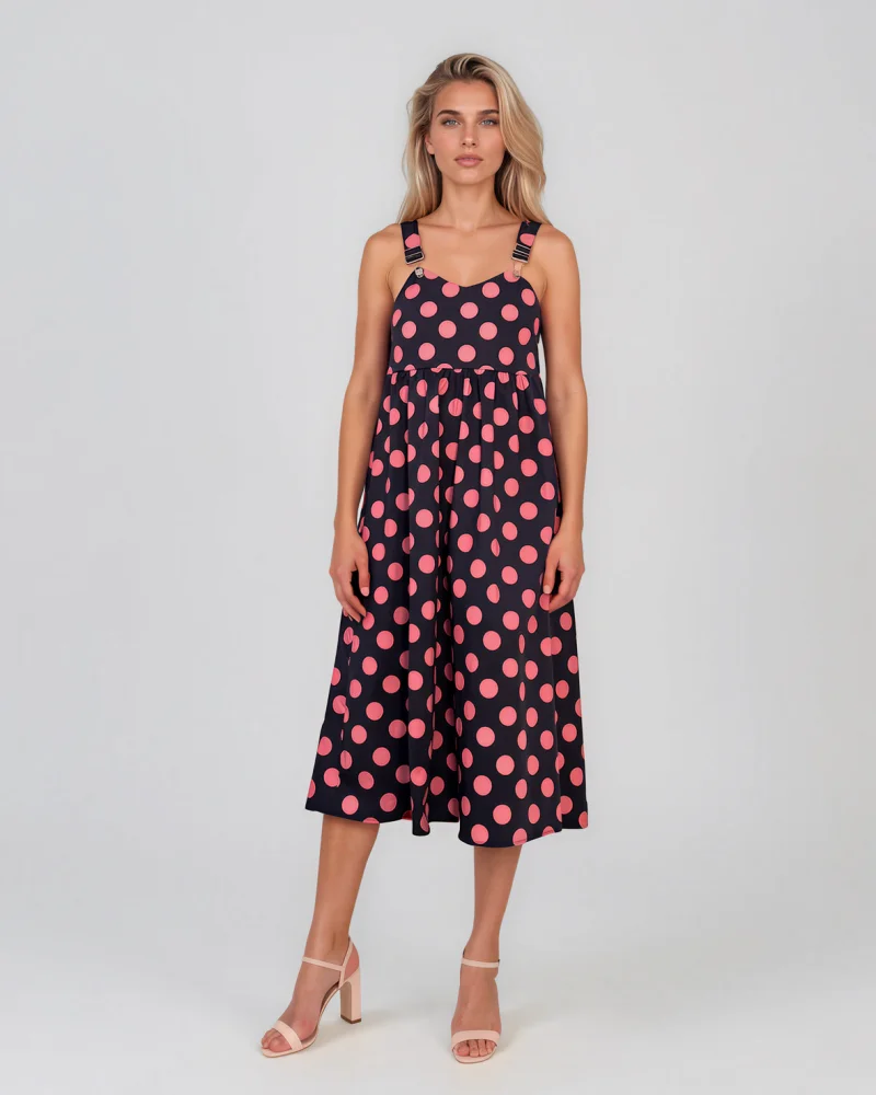 Rochie sarafan cu buline bleumarin - Unica S-L
