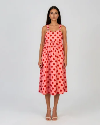 Rochie sarafan cu buline roz - Unica S-L