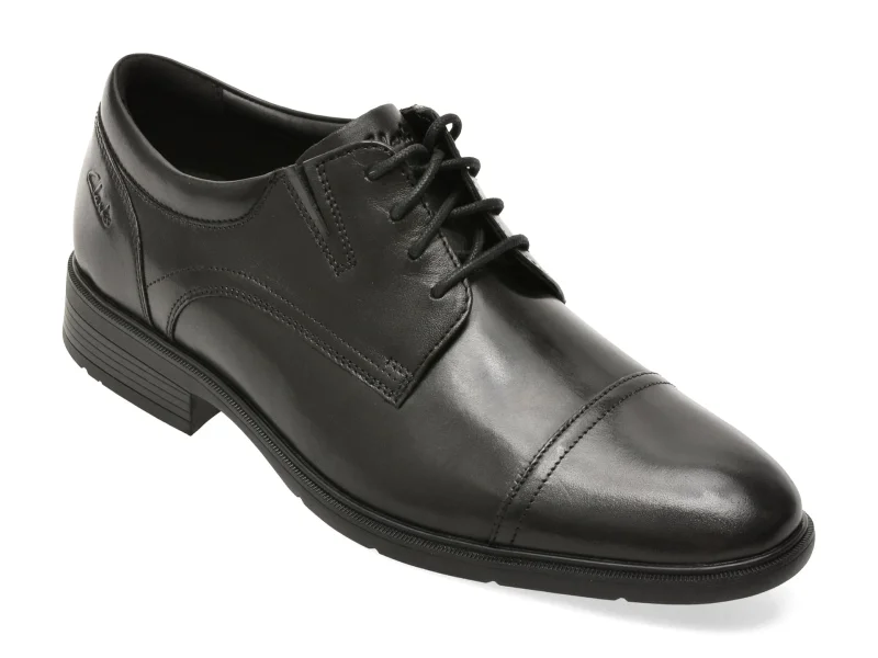 Pantofi eleganti CLARKS negri, STEACAP, din piele naturala