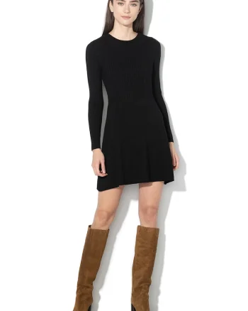 Rochie evazata tricotata fin Alma, Negru