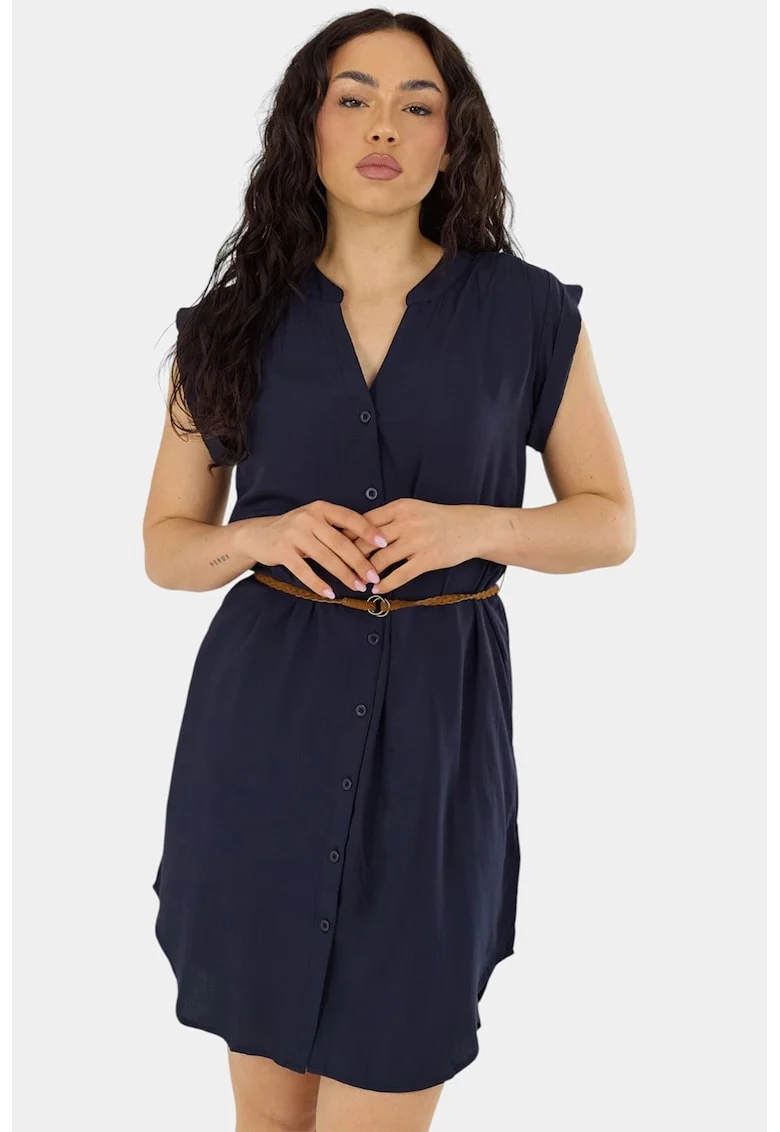 Rochie-tunica cu o curea in talie Mona, Bleumarin