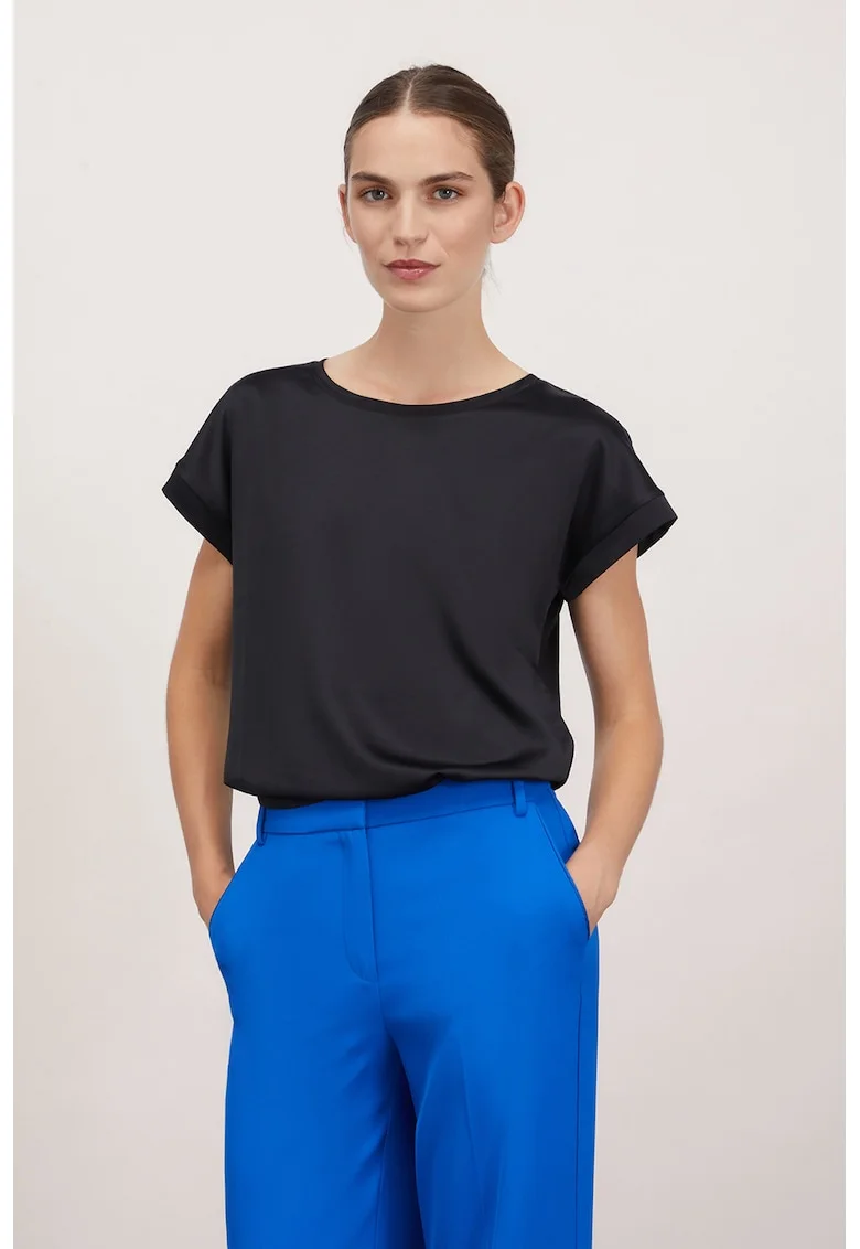 Tricou cu partea frontala din satin, Onyx Black