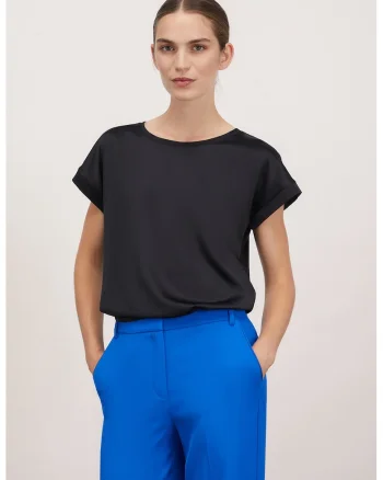 Tricou cu partea frontala din satin, Onyx Black