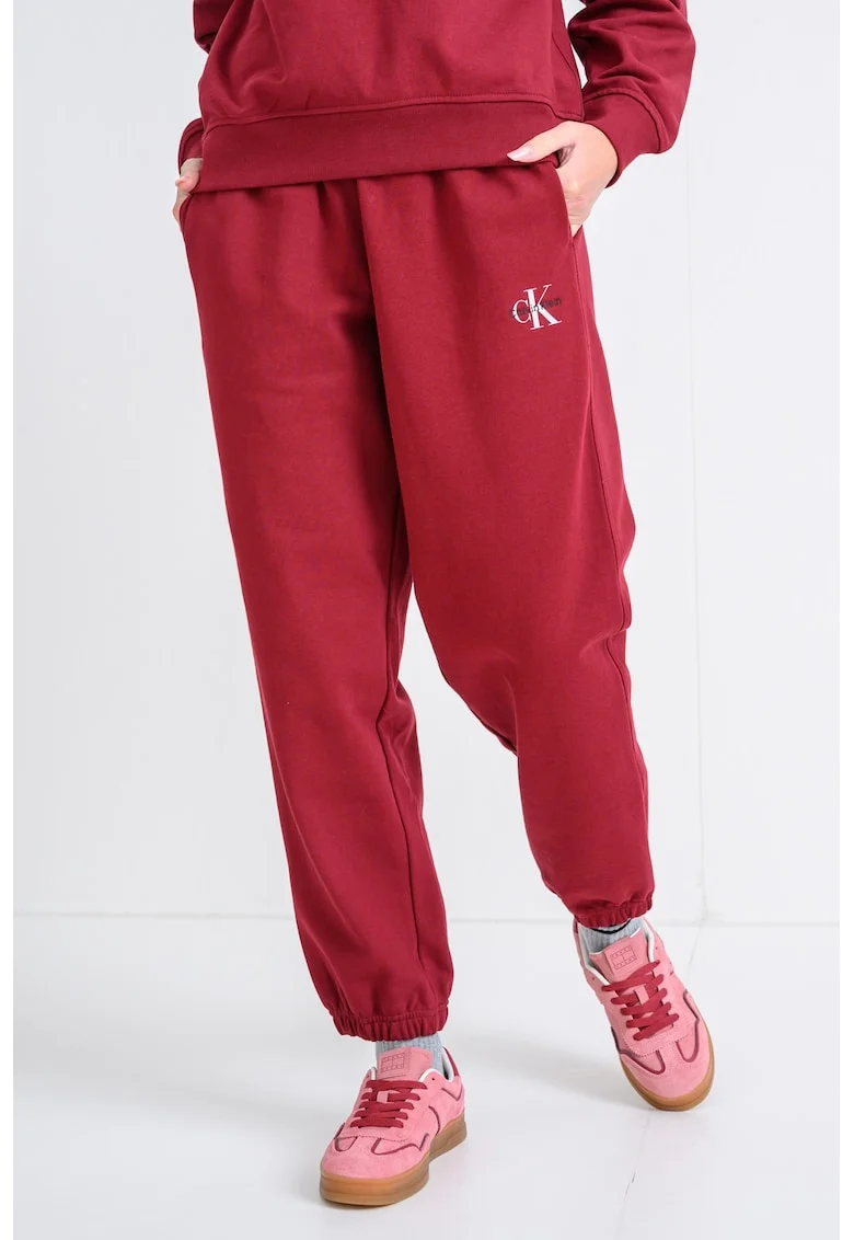 Pantaloni de trening cu talie elastica, Rosu inchis