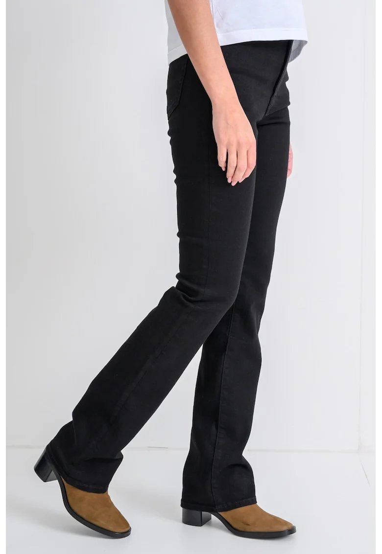 Blugi cu croiala bootcut si talie inalta, Negru