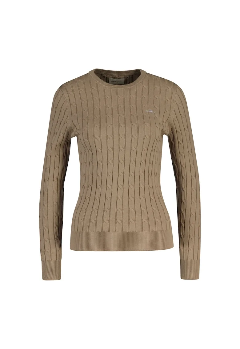 Pulover slim fit cu model torsade, Bej