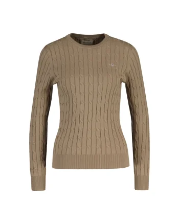 Pulover slim fit cu model torsade, Bej