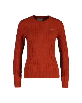Pulover slim fit cu model torsade, Caramiziu