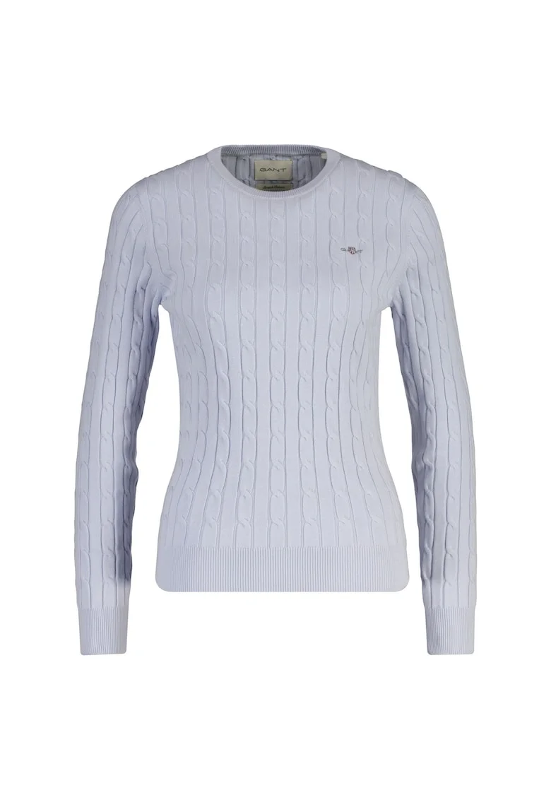 Pulover slim fit cu model torsade, Albastru pal