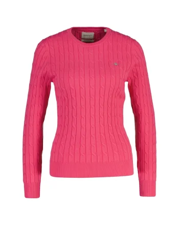 Pulover slim fit cu model torsade, Roz