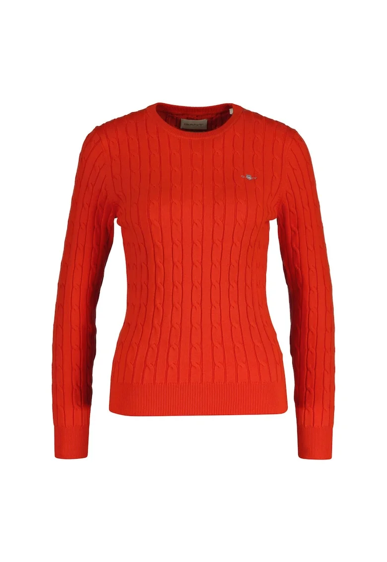 Pulover slim fit cu model torsade, Coral
