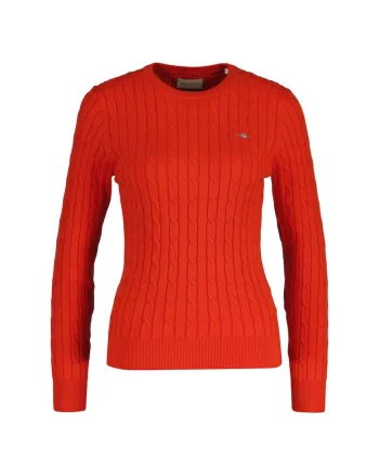 Pulover slim fit cu model torsade, Coral