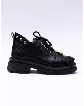 Pantofi casual din piele cu fermoar, Negru