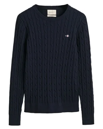 Pulover slim fit cu model torsade, Bleumarin