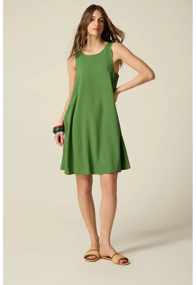 Rochie midi cu decolteu rotund, Verde fistic