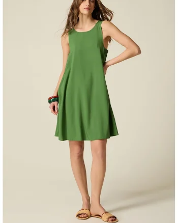 Rochie midi cu decolteu rotund, Verde fistic