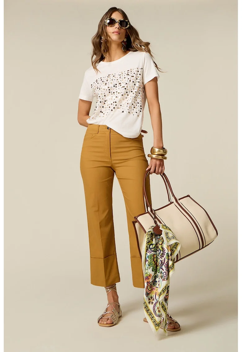 Pantaloni crop drepti, Galben inchis