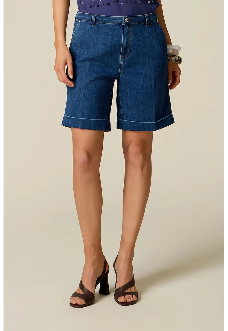 Pantaloni scurti din denim cu buzunare, Albastru melange