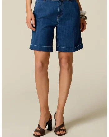 Pantaloni scurti din denim cu buzunare, Albastru melange