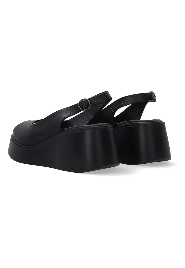 Sandale wedge din piele cu bareta la spate,