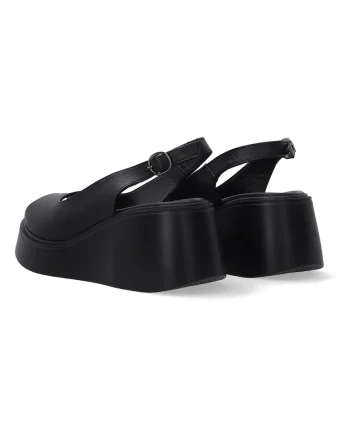 Sandale wedge din piele cu bareta la spate,