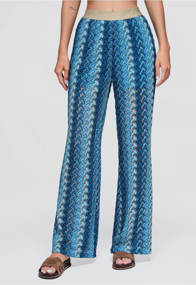 Pantaloni dama lungi cu fason lejer si talie elastica OW-PA-E0015, Albastru, M/L