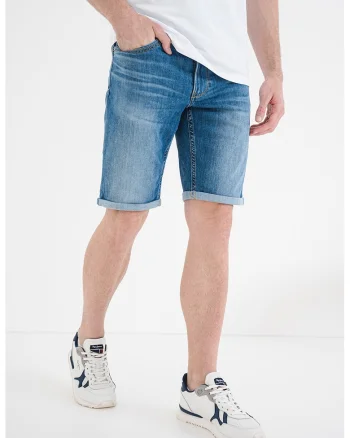 Bermude din denim cu terminatie pliabila, Albastru royal