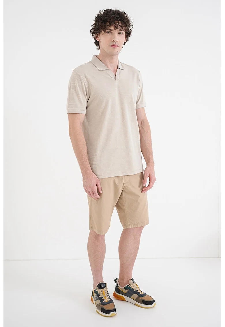 Tricou polo cu striatii, Bej deschis