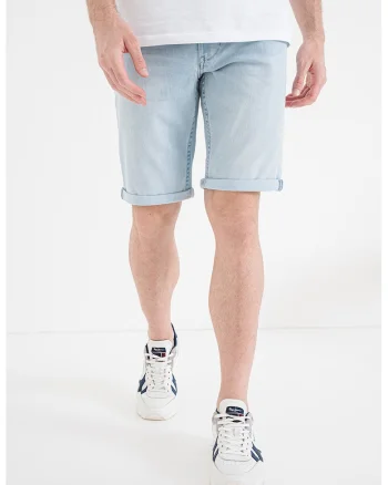 Bermude din denim cu terminatie pliabila, Albastru pal