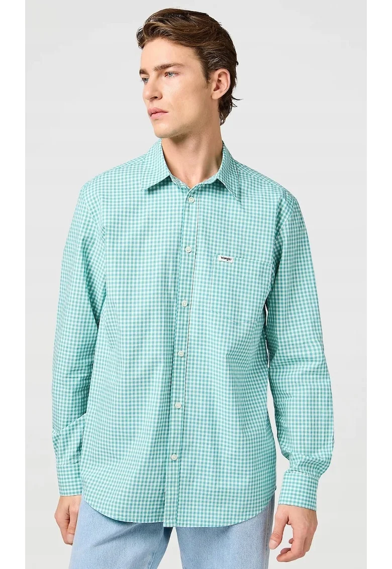 Camasa barbati,  Latigo, verde, bumbac, maneca scurta, croiala regular fit