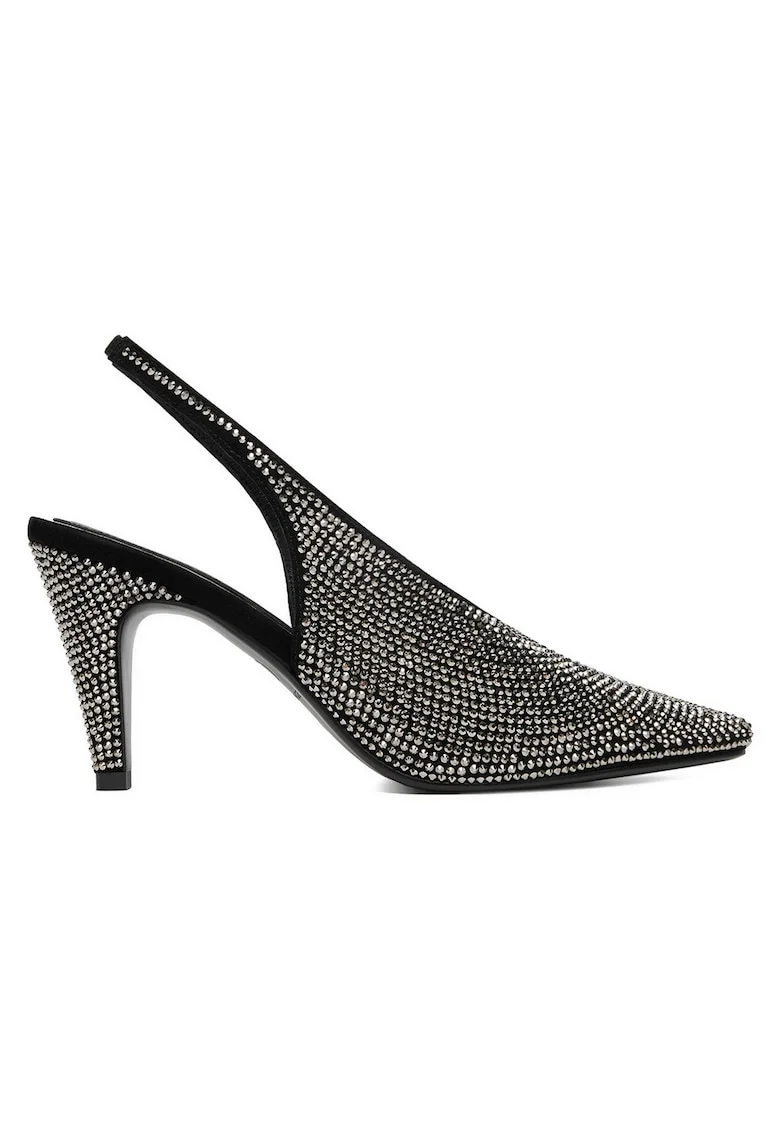 Pantofi dama,  piele naturala, varf ascutit, negru,