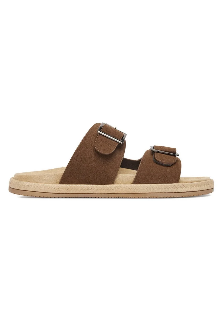 Papuci barbati,  textil maro
