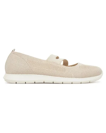 Pantofi dama,  bej, textil, varf rotund,