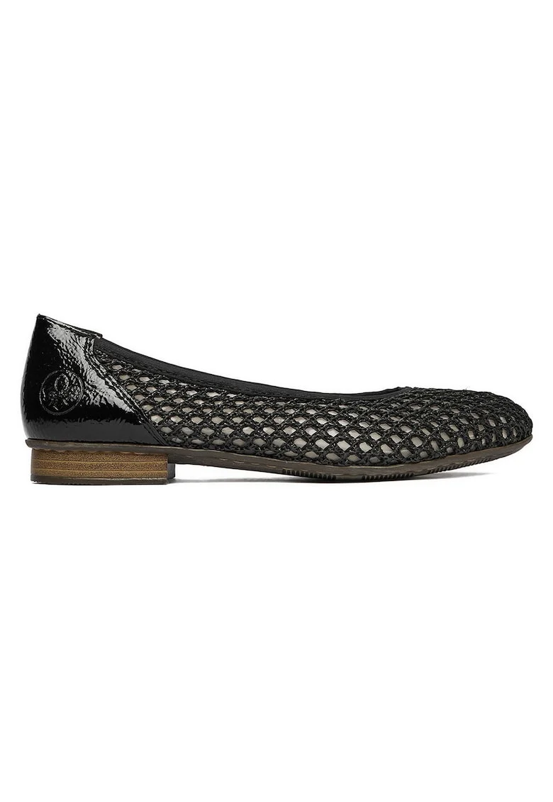 Balerini  negru, piele ecologica, varf rotund,
