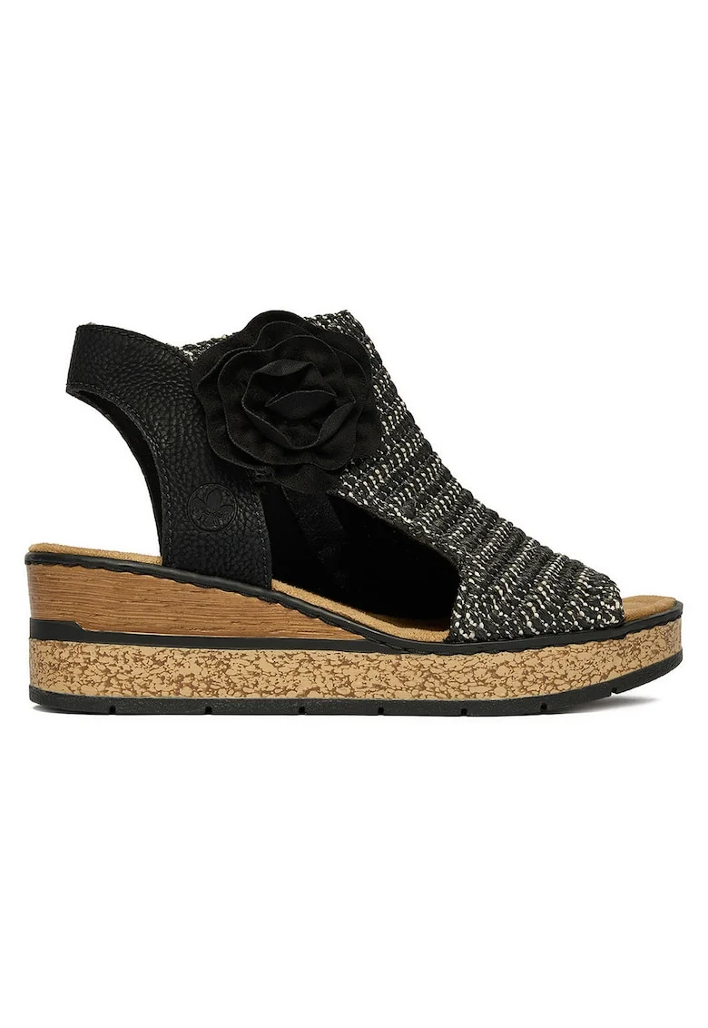 Sandale dama,  fermoar, negru, textil,