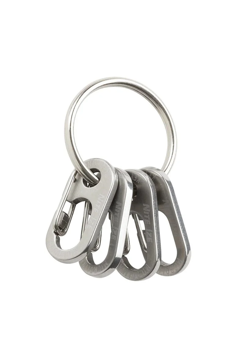 Breloc cu 4 carabiniere MicroLink™,  Inox, Argintiu