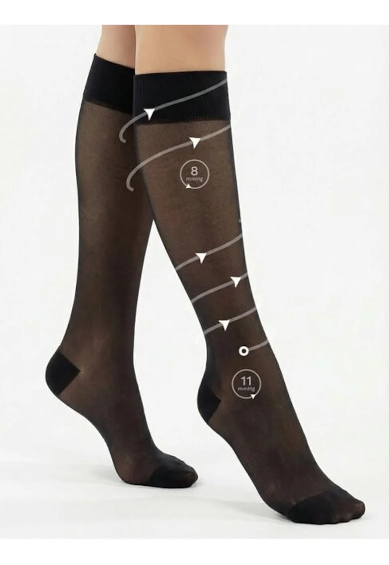 Sosete lungi compresive de preventie (8-11 mmHg)  Daily Relax 30 den, Negru