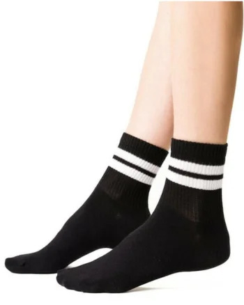 Sosete sport negre cu dungi albe  S026-194, Negru