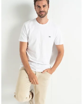 Tricou regular fit cu decolteu la baza gatului, din bumbac organic, Negru/Alb optic