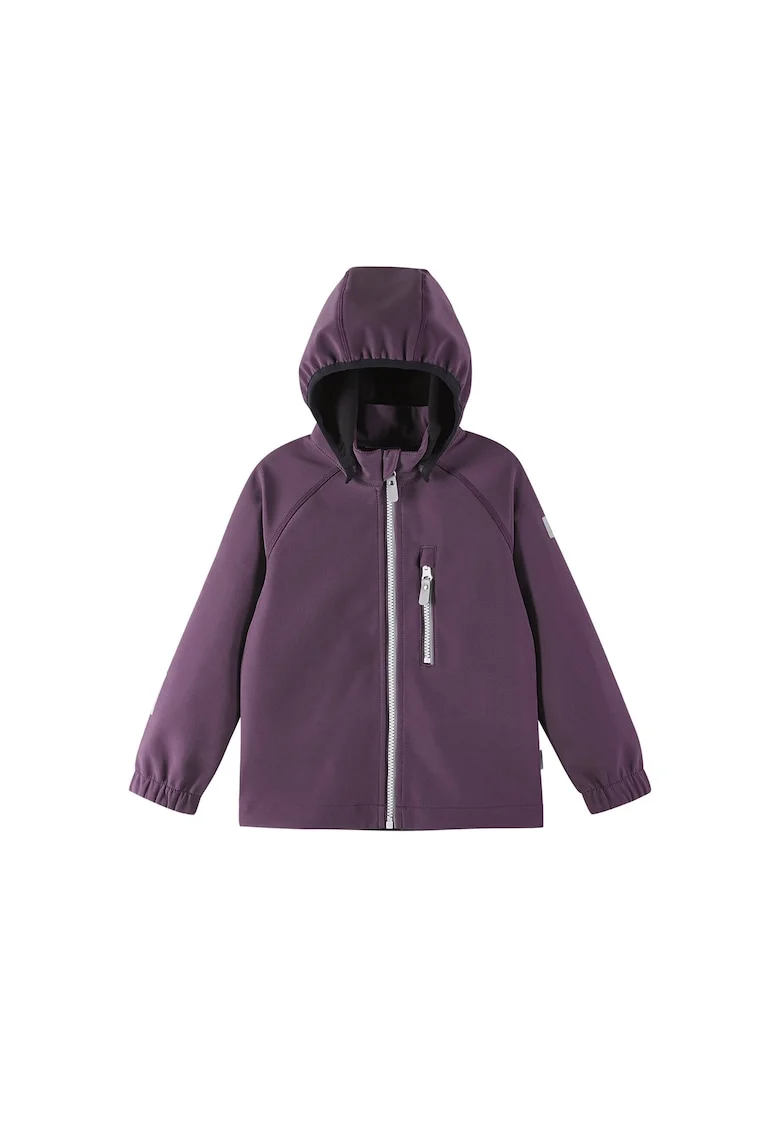 Geaca softshell copii,  violet, poliester reciclat, fermoar,