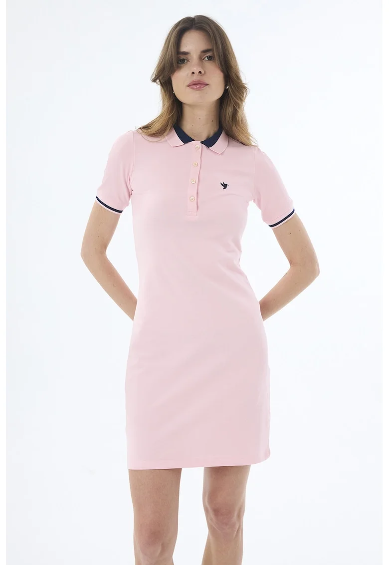 Rochie polo cu detalii contrastante, Roz