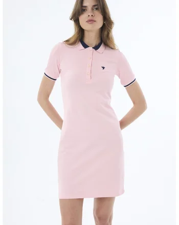 Rochie polo cu detalii contrastante, Roz