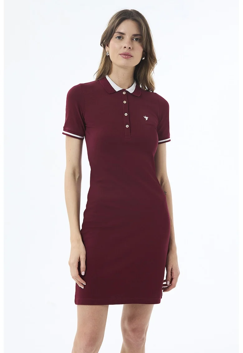 Rochie polo cu detalii contrastante, Visiniu