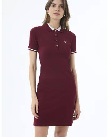 Rochie polo cu detalii contrastante, Visiniu