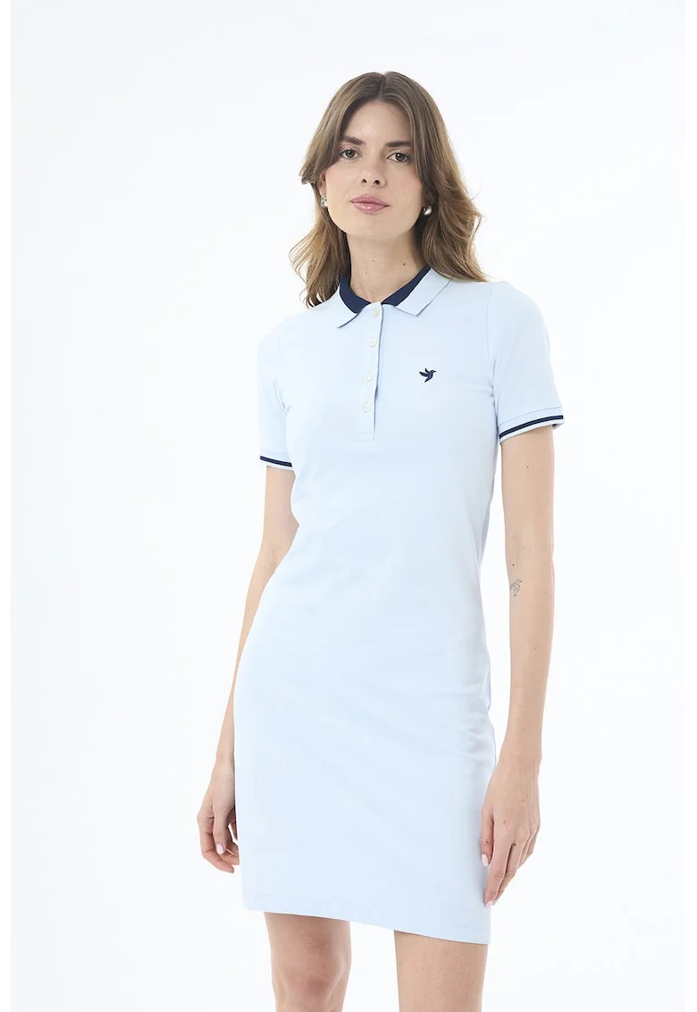 Rochie polo cu detalii contrastante, Albastru glaciar