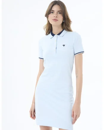 Rochie polo cu detalii contrastante, Albastru glaciar
